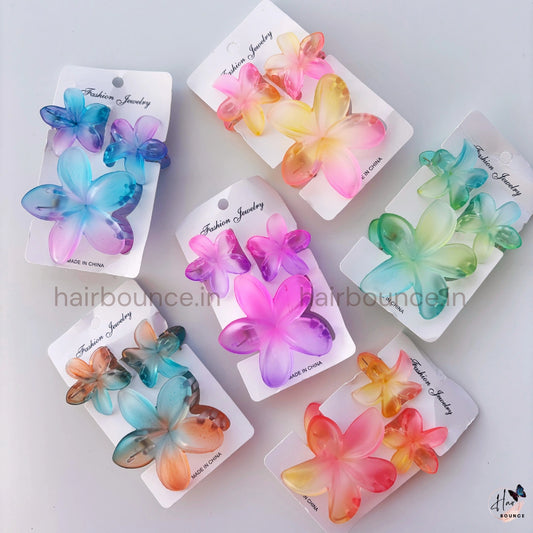 Dreamy Petal Crystal Hair Claw - Set of 3