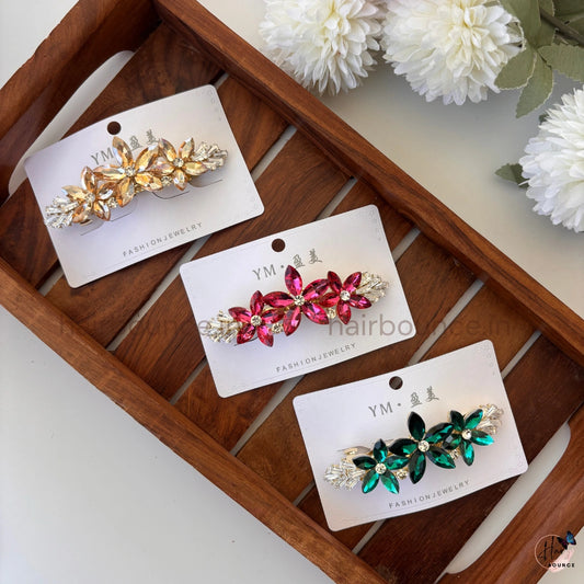 Radiant Petal Crystal Center Hair Clip