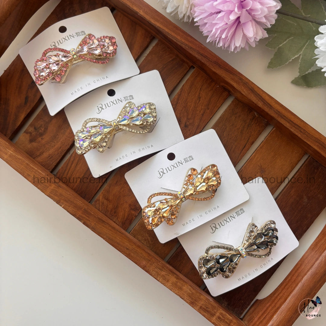 Crystal Luxe Bow Center Clip
