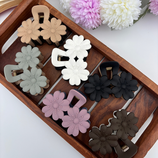 Dual Colour Twin Daisy Hair Claw - Large