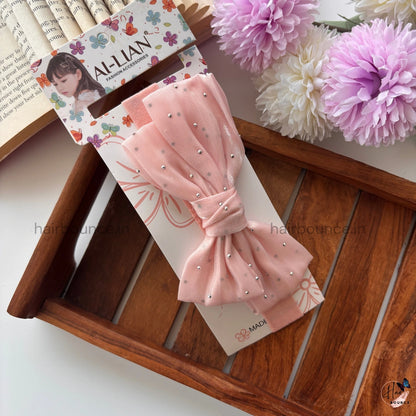 Dotted Blush Bow New Born Baby Headband