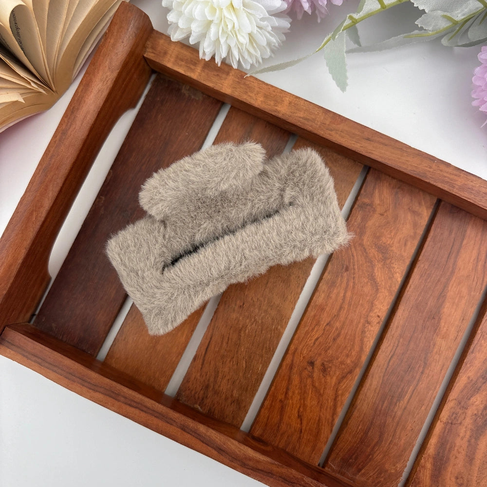 Furry Rectangle Hair Claw - Large