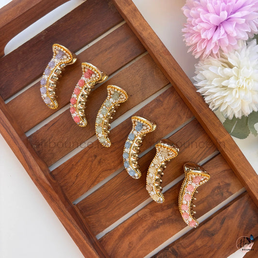 Vintage Rose Pearl Curved Hair Claw – Luxury Floral Banana Hair Clip