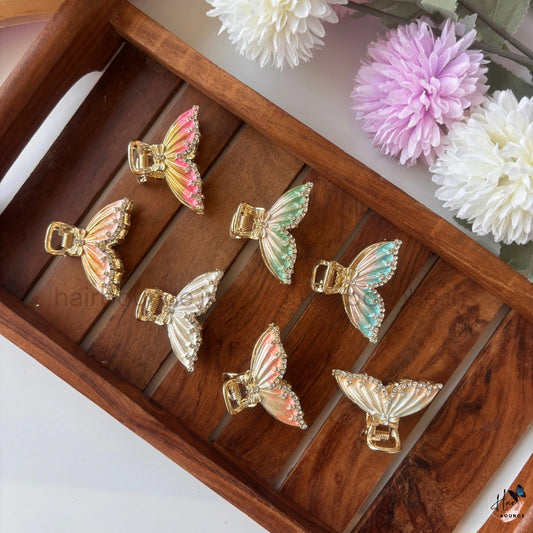 Aurora Butterfly Crystal Metal Hair Claw – Medium