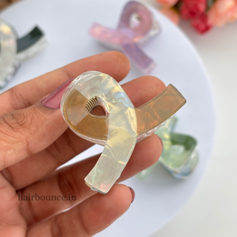 Dual Colour Marble Finish Hair Claw - Medium