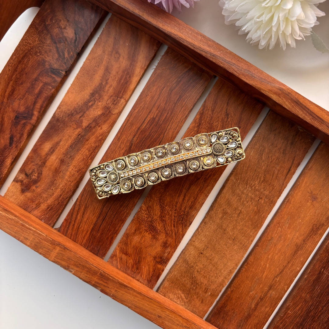 Antique Kundan Rectangle Hair Clip