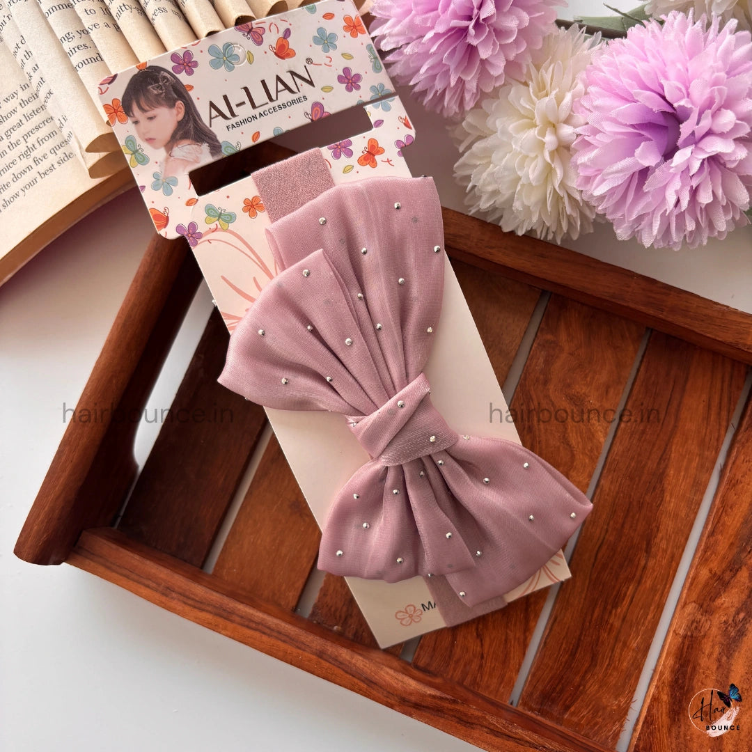 Dotted Blush Bow New Born Baby Headband