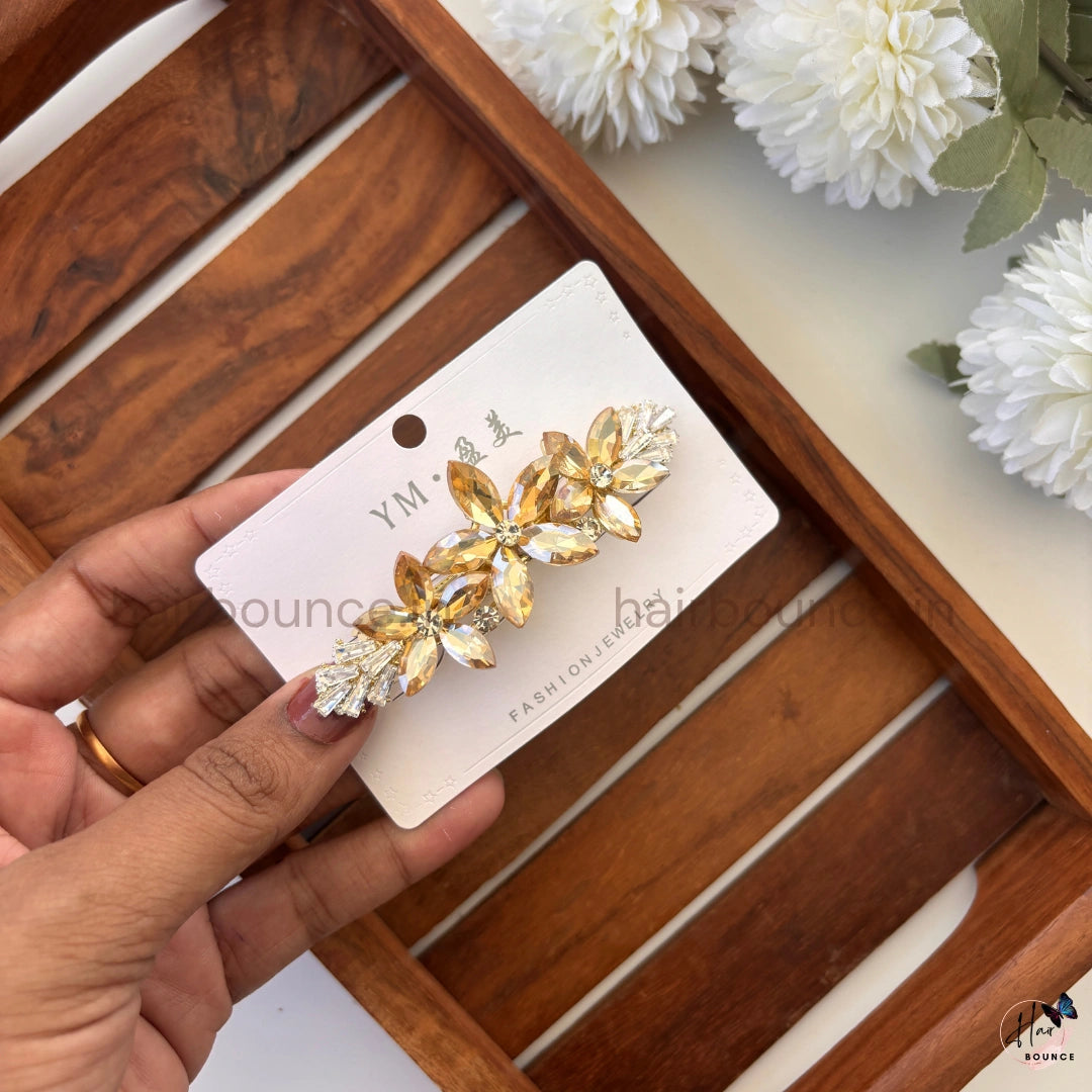 Radiant Petal Crystal Center Hair Clip