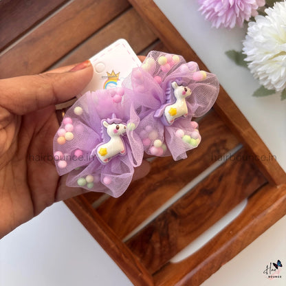Unicorn Pom-Pom Organza Hair Rubber Bands