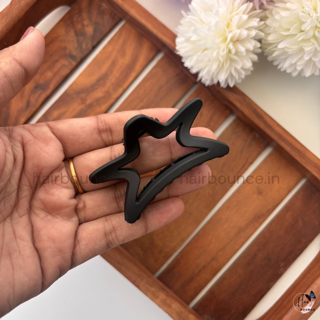 Matte Neutral Star Outline Hair Claw – Medium