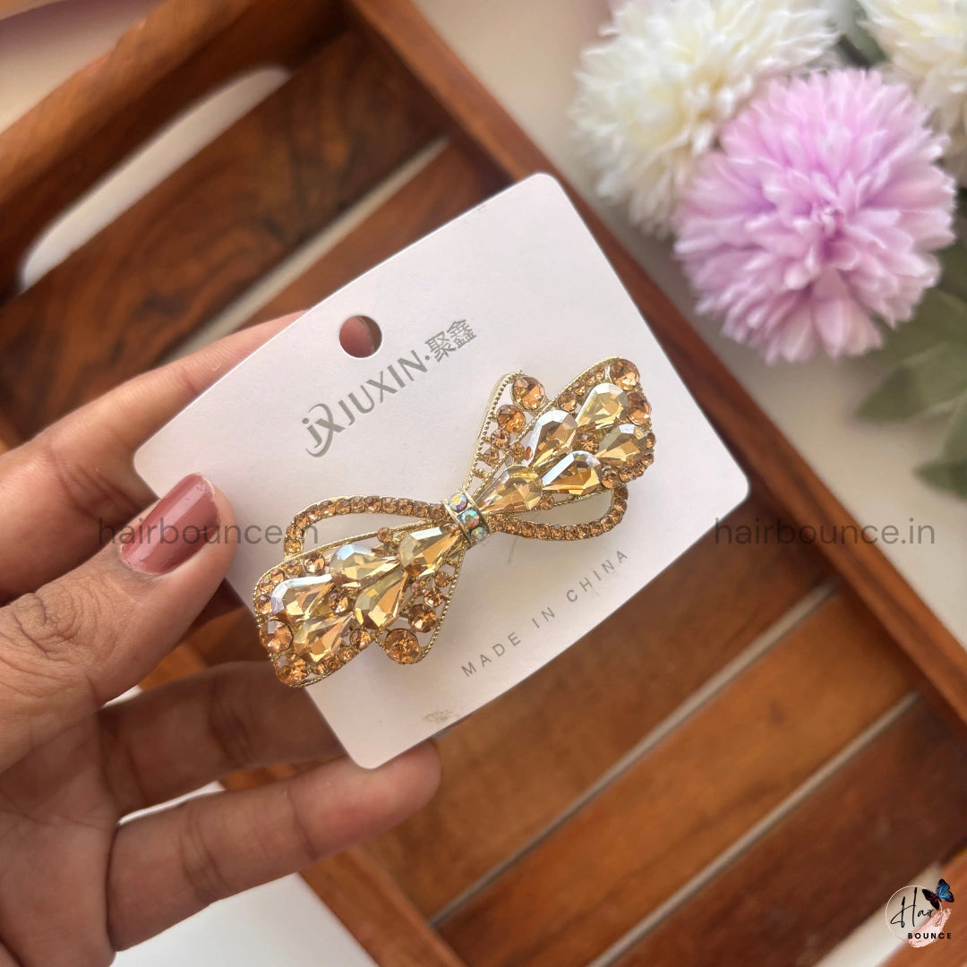 Crystal Luxe Bow Center Clip