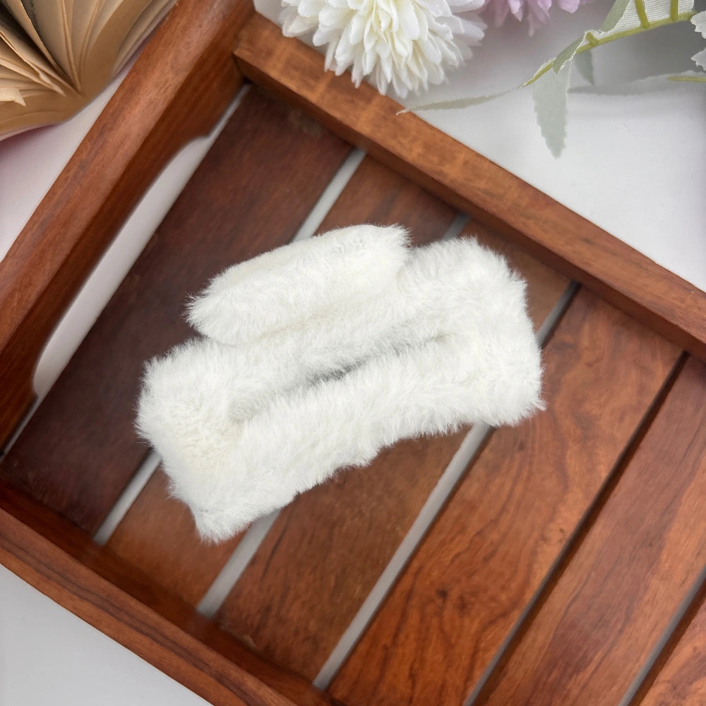 Furry Rectangle Hair Claw - Large
