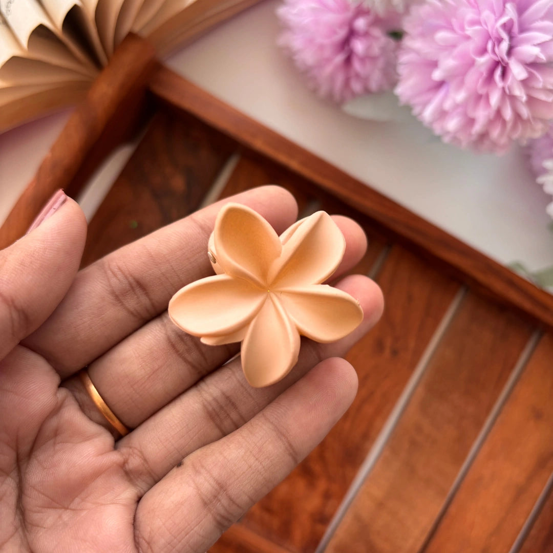 Soft Matte Plumeria Flower Hair Claw – Small