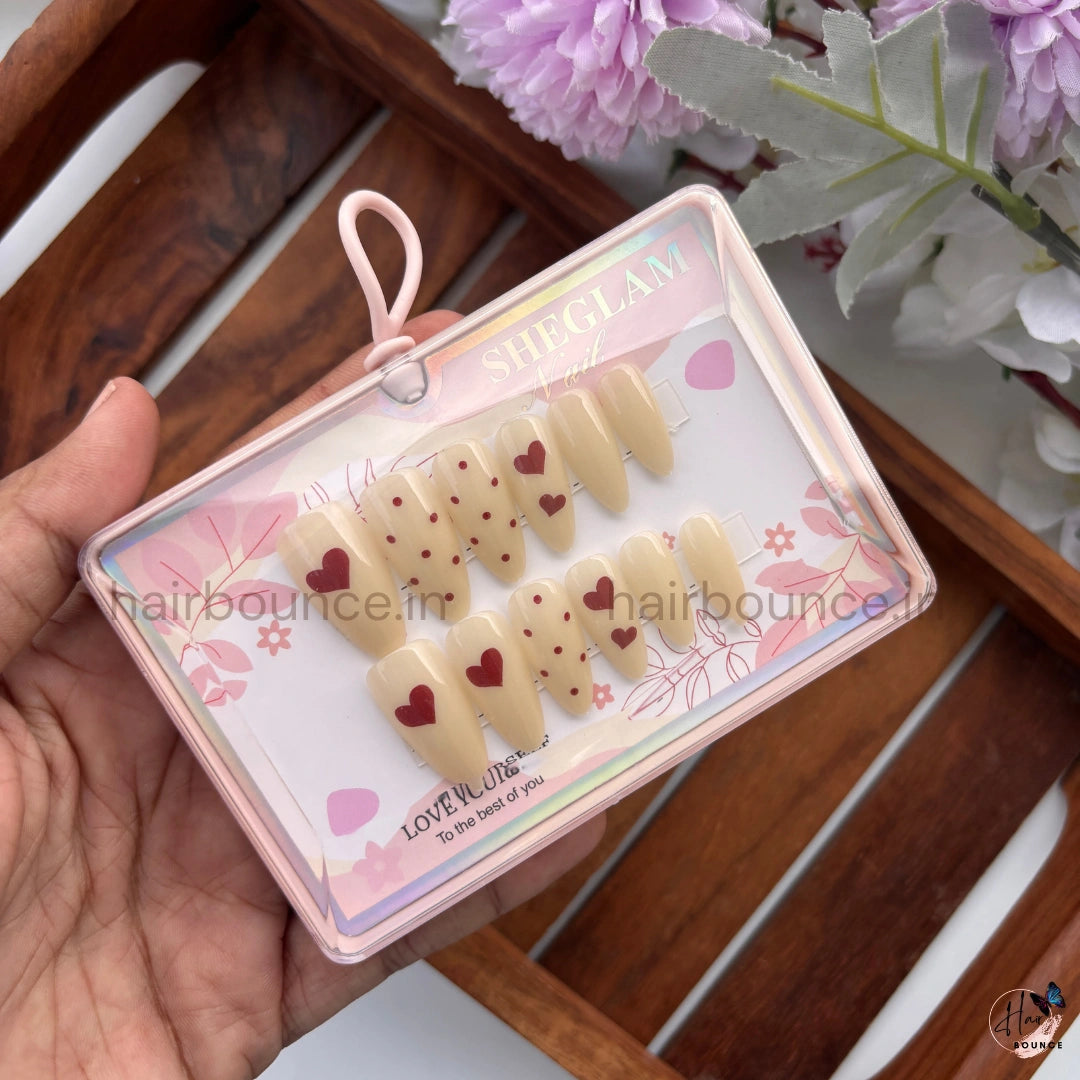 Sweetheart Press-On Nail Set – Reusable Fake Nails (12 Colours)