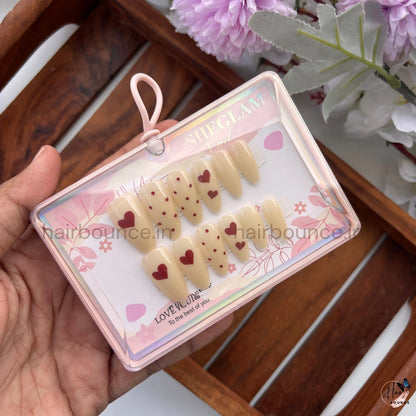 Sweetheart Press-On Nail Set – Reusable Fake Nails (12 Colours)