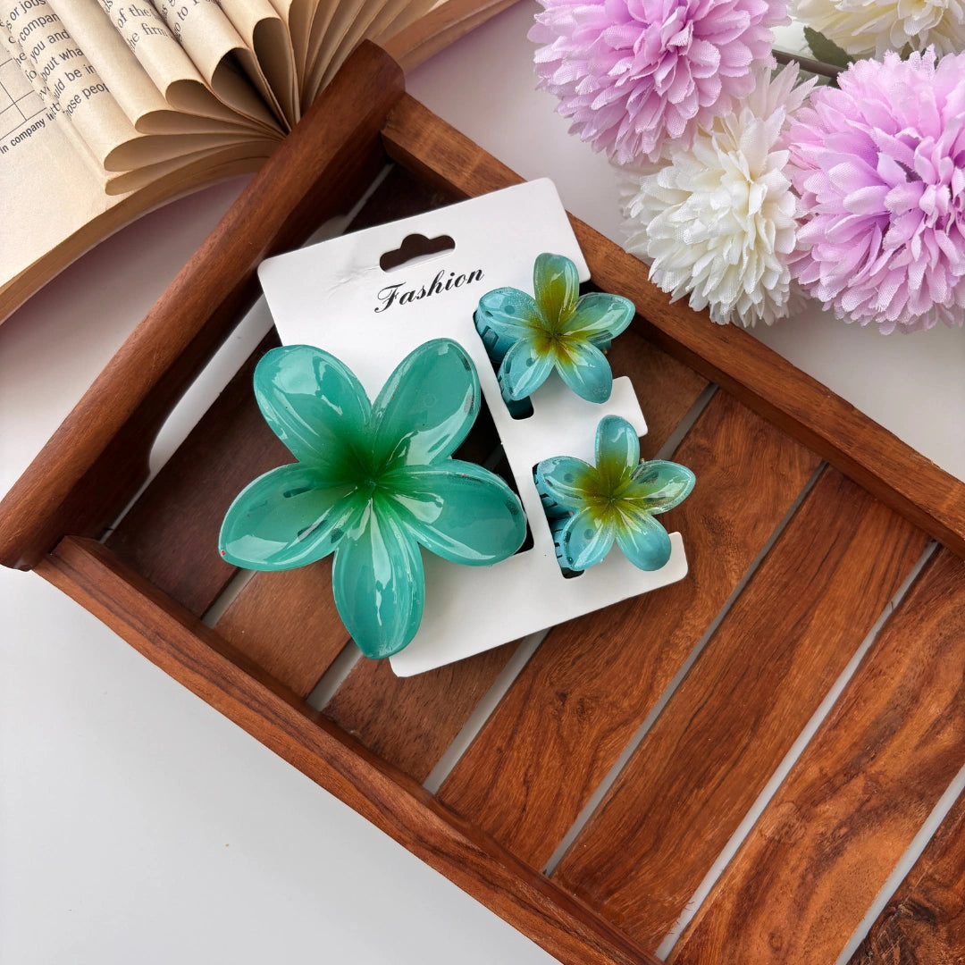 Shinny Lilly Flower Hair Claw - Set of 3