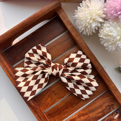 Harlequin Check Bow Hair Clip