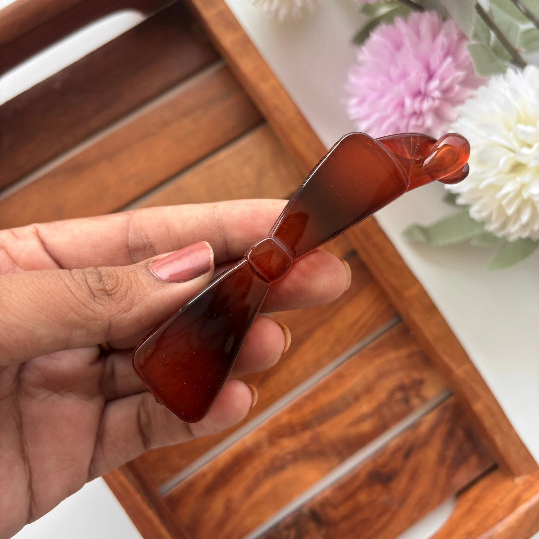 Glossy Classic Bow Banana Clip - Medium