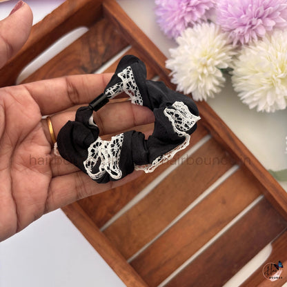 Lace Trim Organza Scrunchie