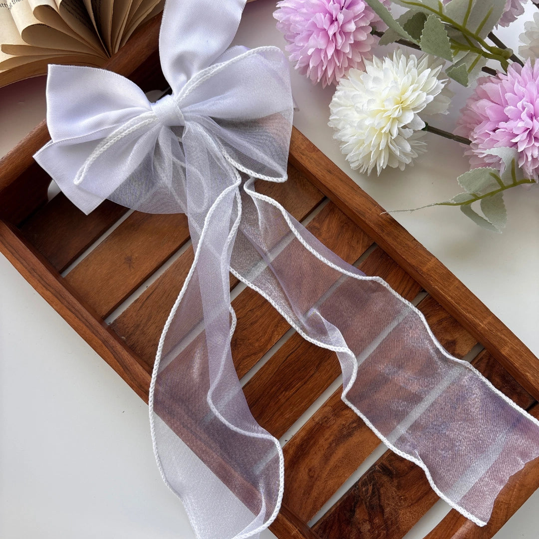Sheer Elegance Long Tail Bow Clip