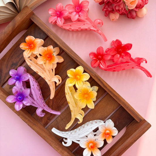 Shinny Flower with Leaf Hair Claw - Large