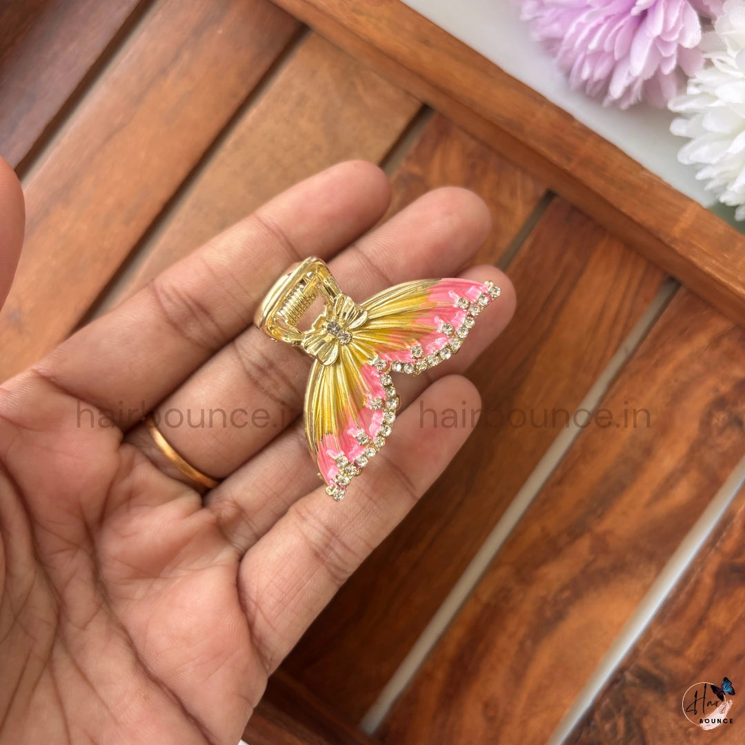 Aurora Butterfly Crystal Metal Hair Claw – Medium