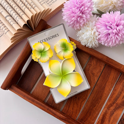 Dual Shade Flower Hair Claw Combo – Pack of 3