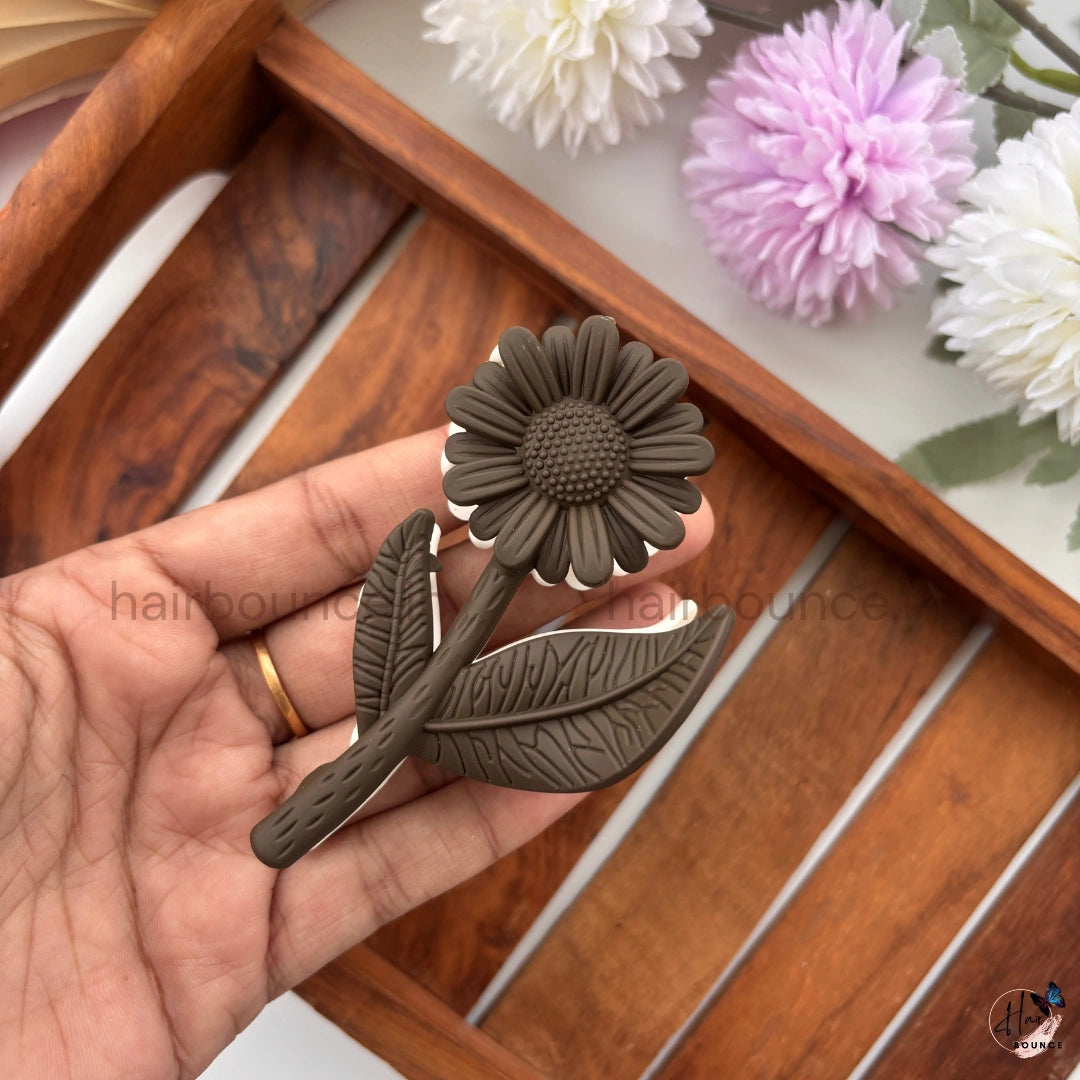 Dual-Colour Sunflower Stem Hair Claw – Large