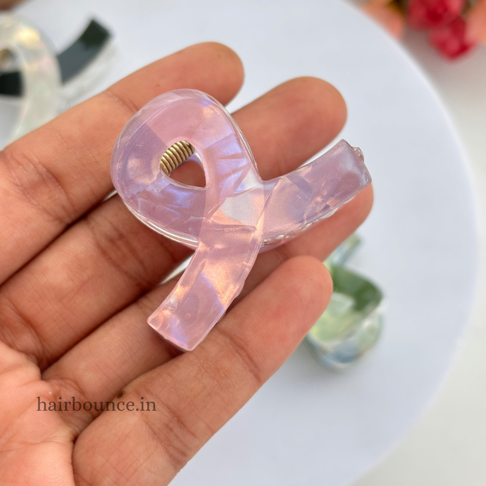 Dual Colour Marble Finish Hair Claw - Medium