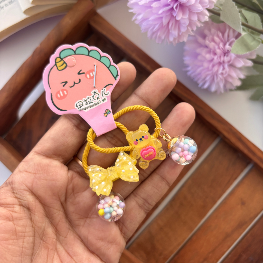 Candy Bead & Bow Hair Tie