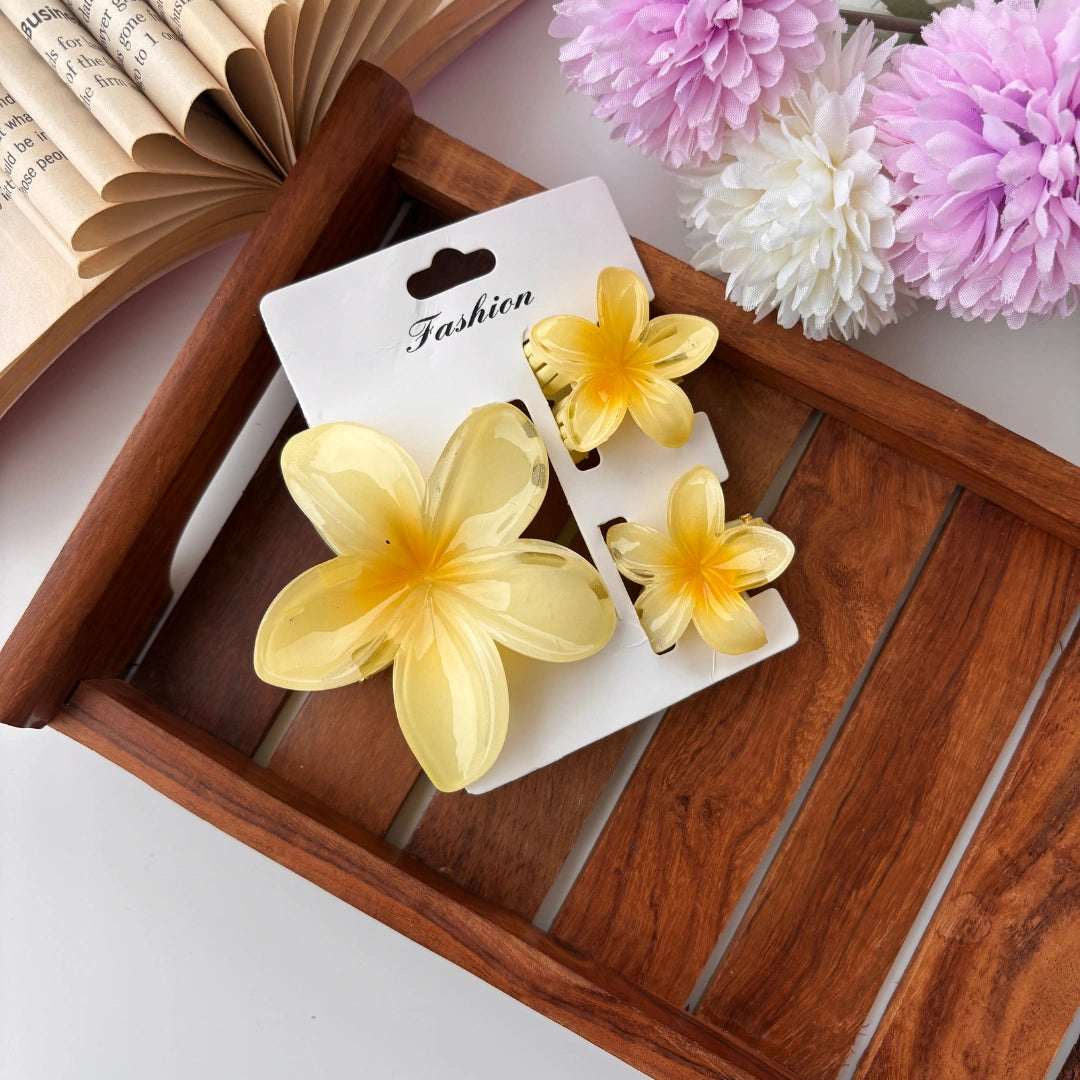 Shinny Lilly Flower Hair Claw - Set of 3