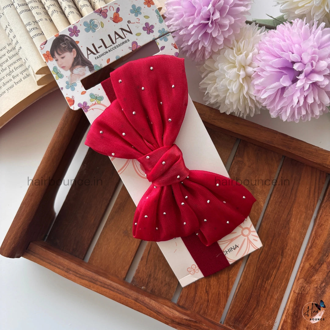 Dotted Blush Bow New Born Baby Headband