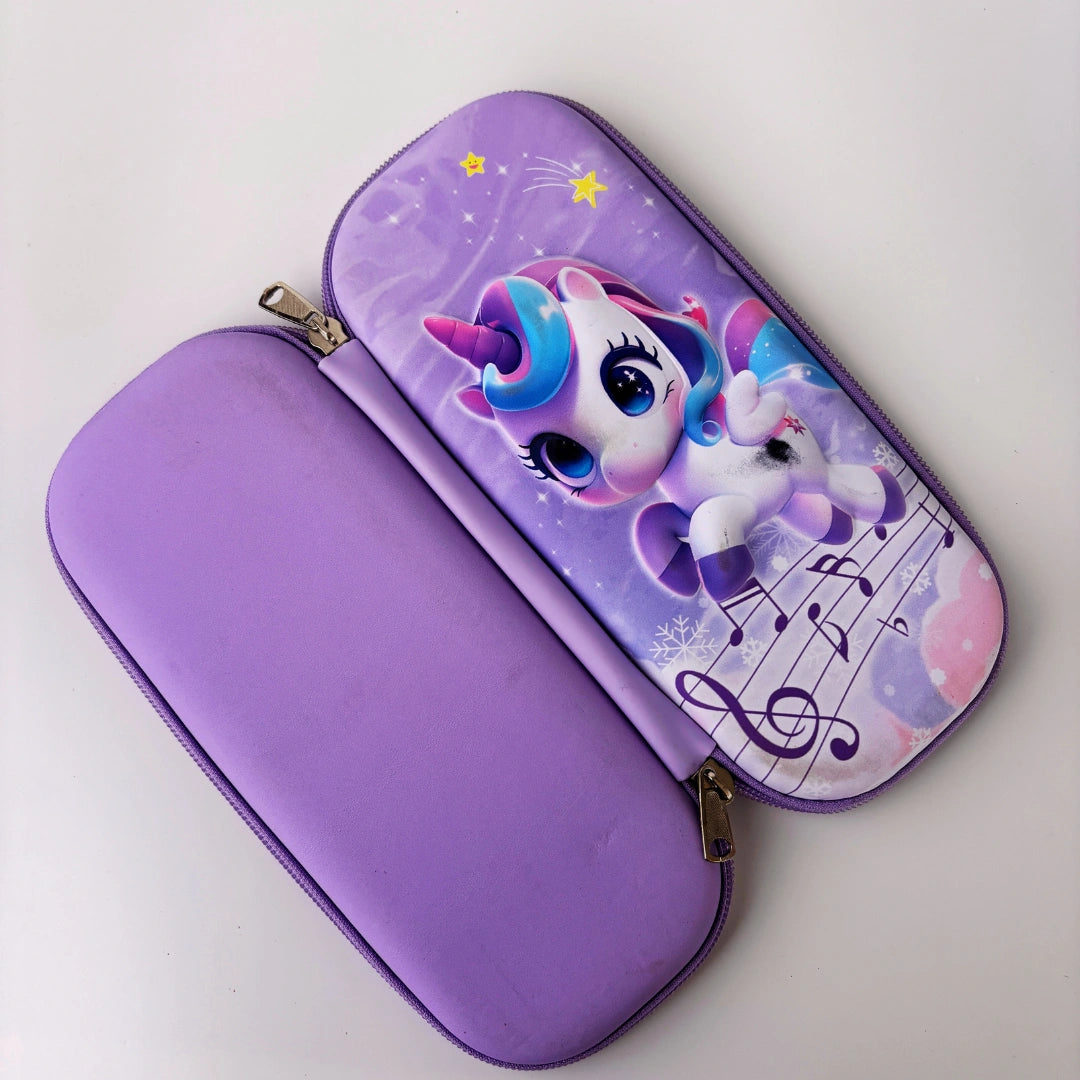 Hard Case Cartoon Pencil Pouch with Zip – Large Capacity