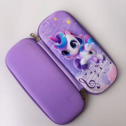 Hard Case Cartoon Pencil Pouch with Zip – Large Capacity