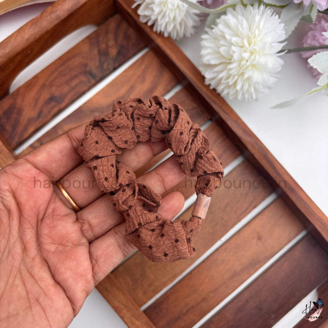 Polka Dot Fabric Hair Scrunchies for Women & Girls