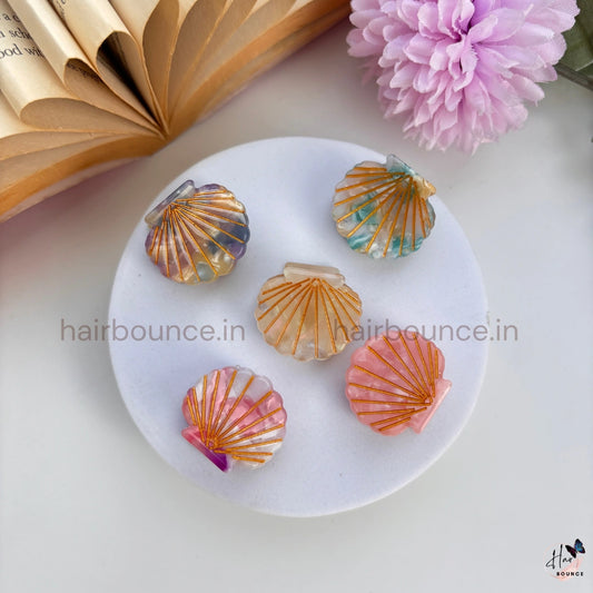 Elegant Seashell Mini Hair Claw Combo – Pack of 5