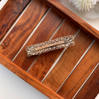 Antique Kundan Rectangle Hair Clip