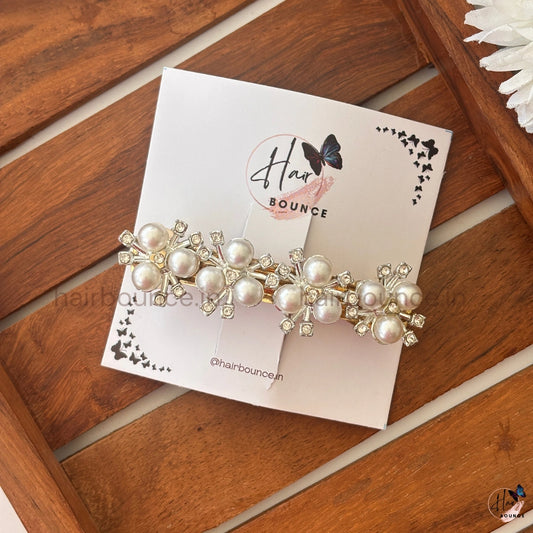 Elegant Pearl Floral Hair Barrette