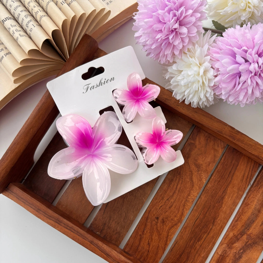 Shinny Lilly Flower Hair Claw - Set of 3