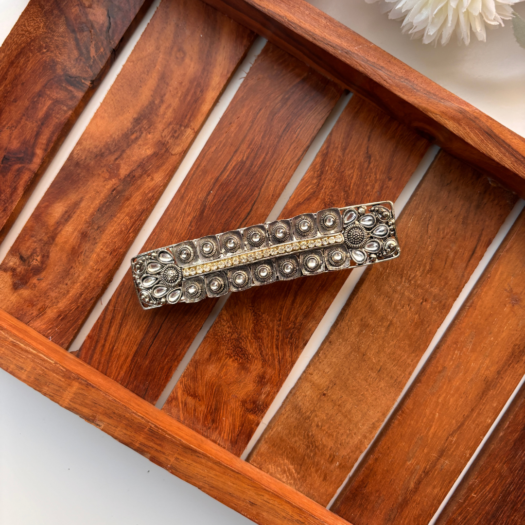 Antique Kundan Rectangle Hair Clip