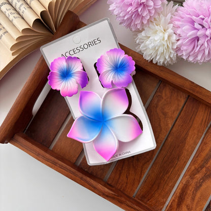 Dual Shade Flower Hair Claw Combo – Pack of 3