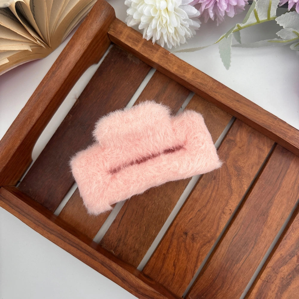 Furry Rectangle Hair Claw - Large
