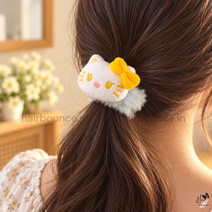Cute Kitty Fluffy Hair Scrunchie with Bow