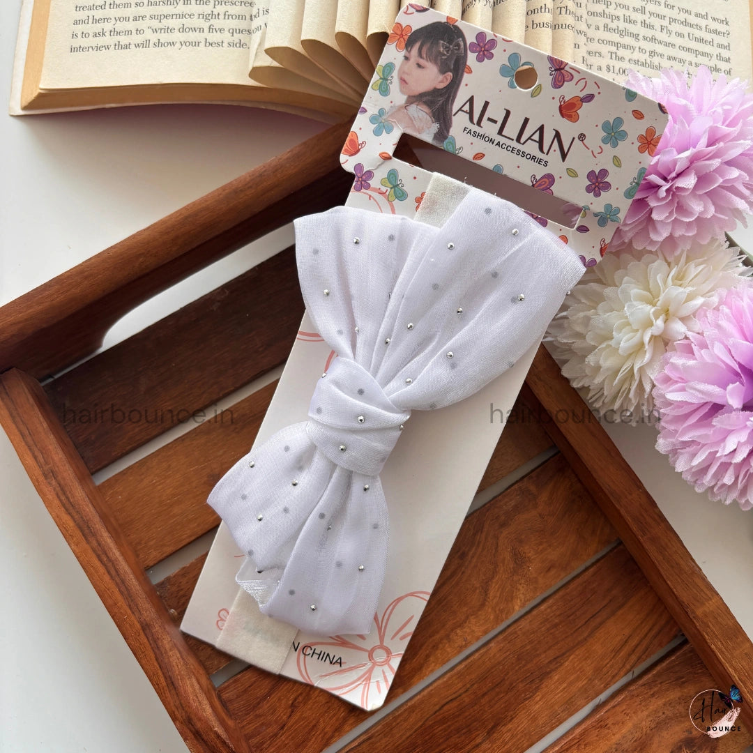 Dotted Blush Bow New Born Baby Headband