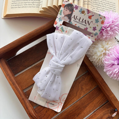 Dotted Blush Bow New Born Baby Headband