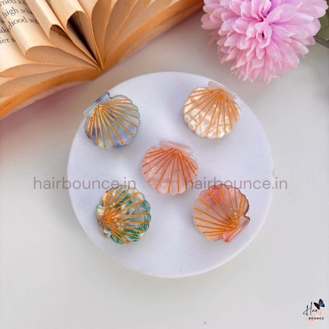 Pastel Seashell Mini Hair Claw Combo – Pack of 5