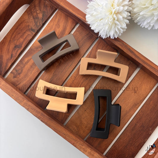 Matte Neutral Rectangle Cut Hair Claw – Medium
