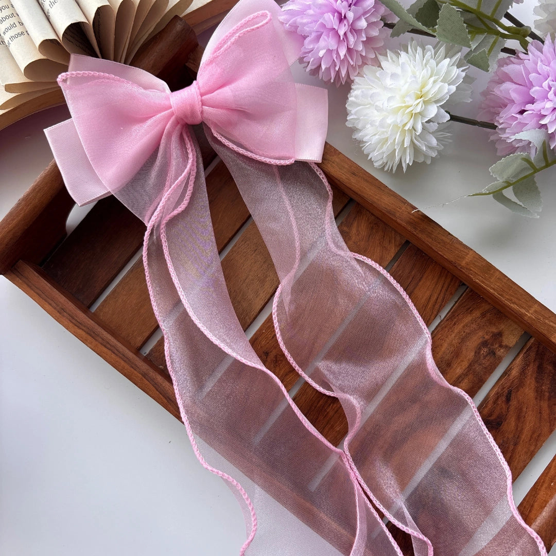 Sheer Elegance Long Tail Bow Clip