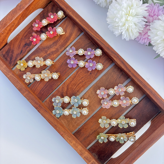 Pearl Blossom Hair Clips