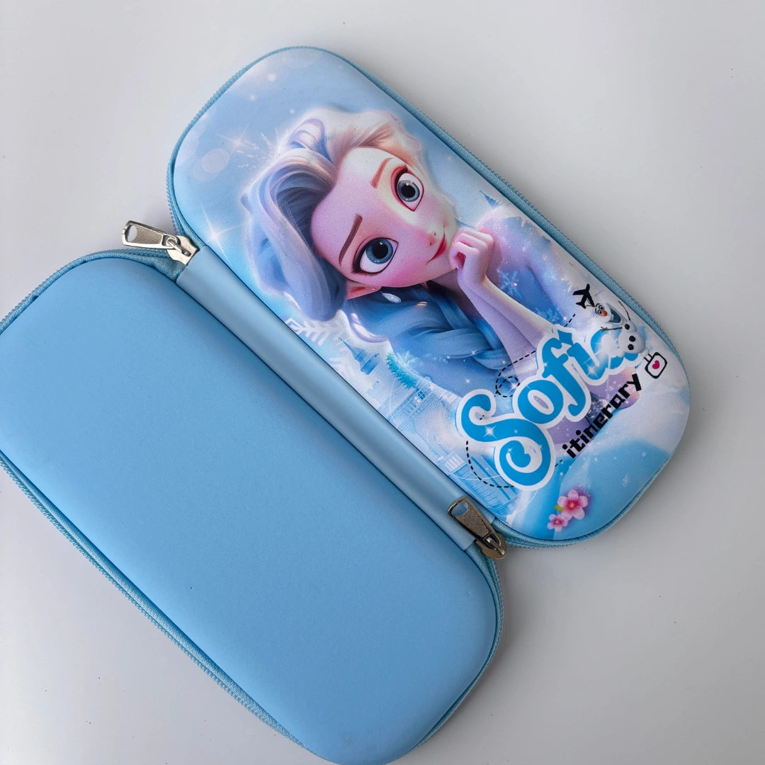 Hard Case Cartoon Pencil Pouch with Zip – Large Capacity